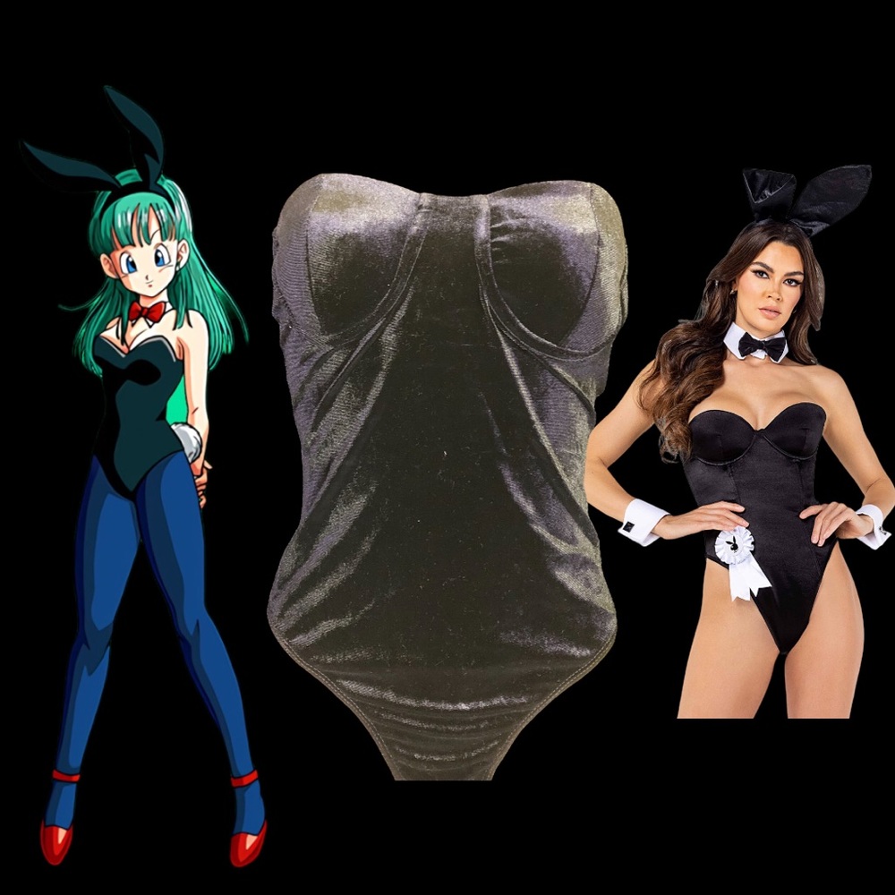 Black Velvet Strapless Body Suit for Cosplay